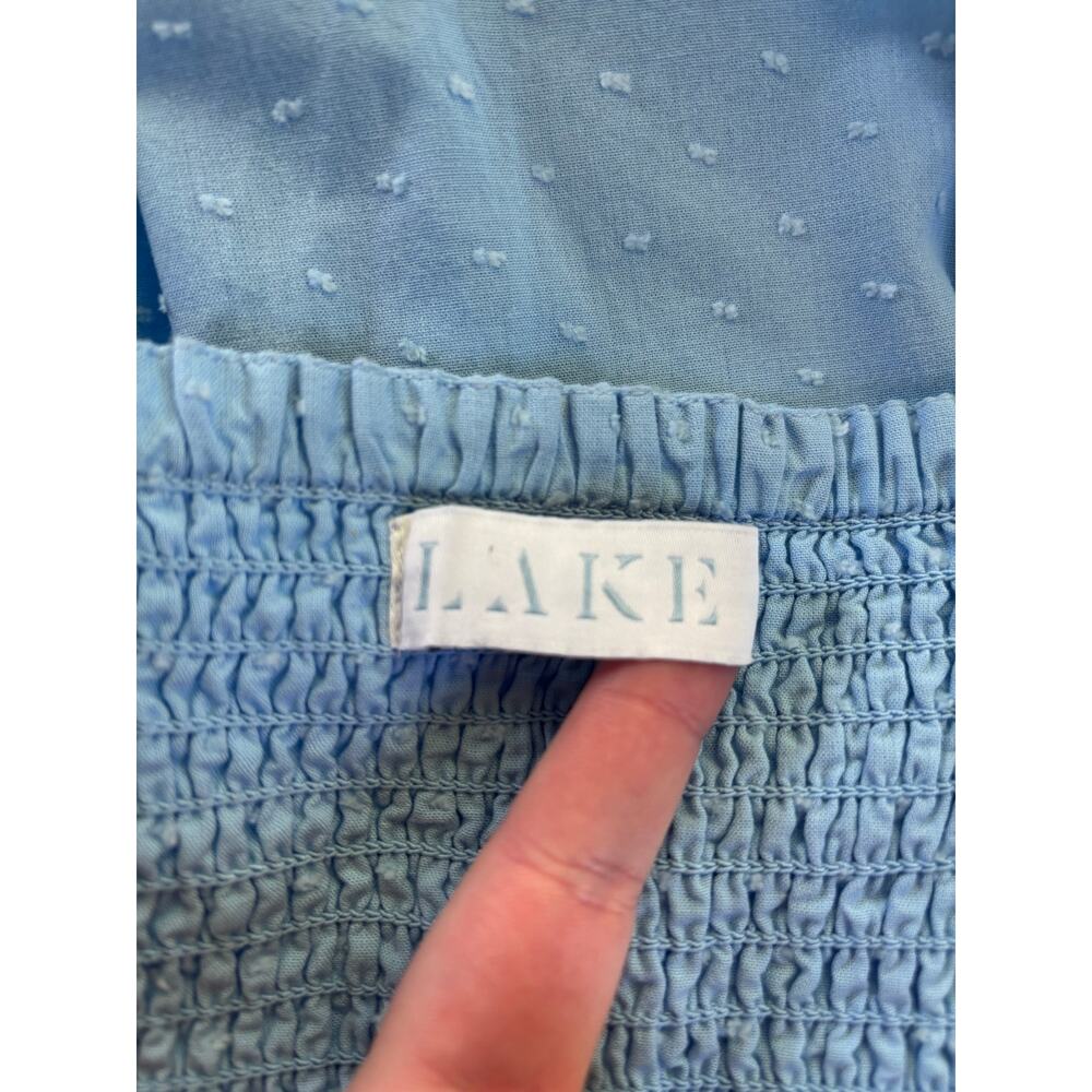 Lake Lolly Dress in Morning Blue Swiss Dot Size Large Midi length - Picture 4 of 5
